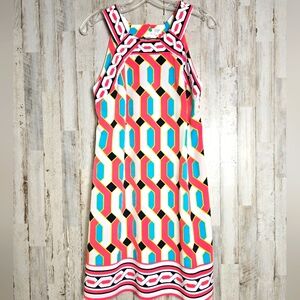 Crown & Ivy Spring Dress Women Size 8 Sleeveless Shift Dress Pink Square Neck
